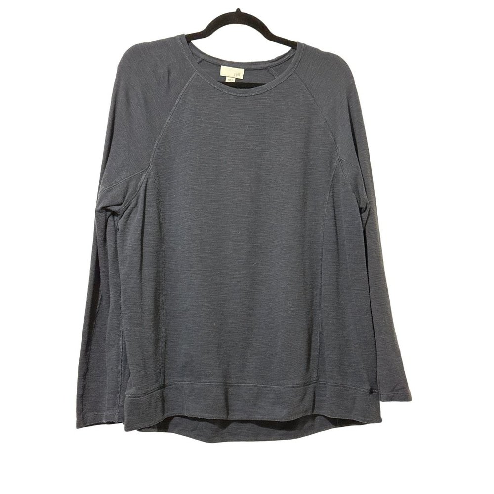 J. Jill size L cotton blend navy blue long sleeve princess seams top